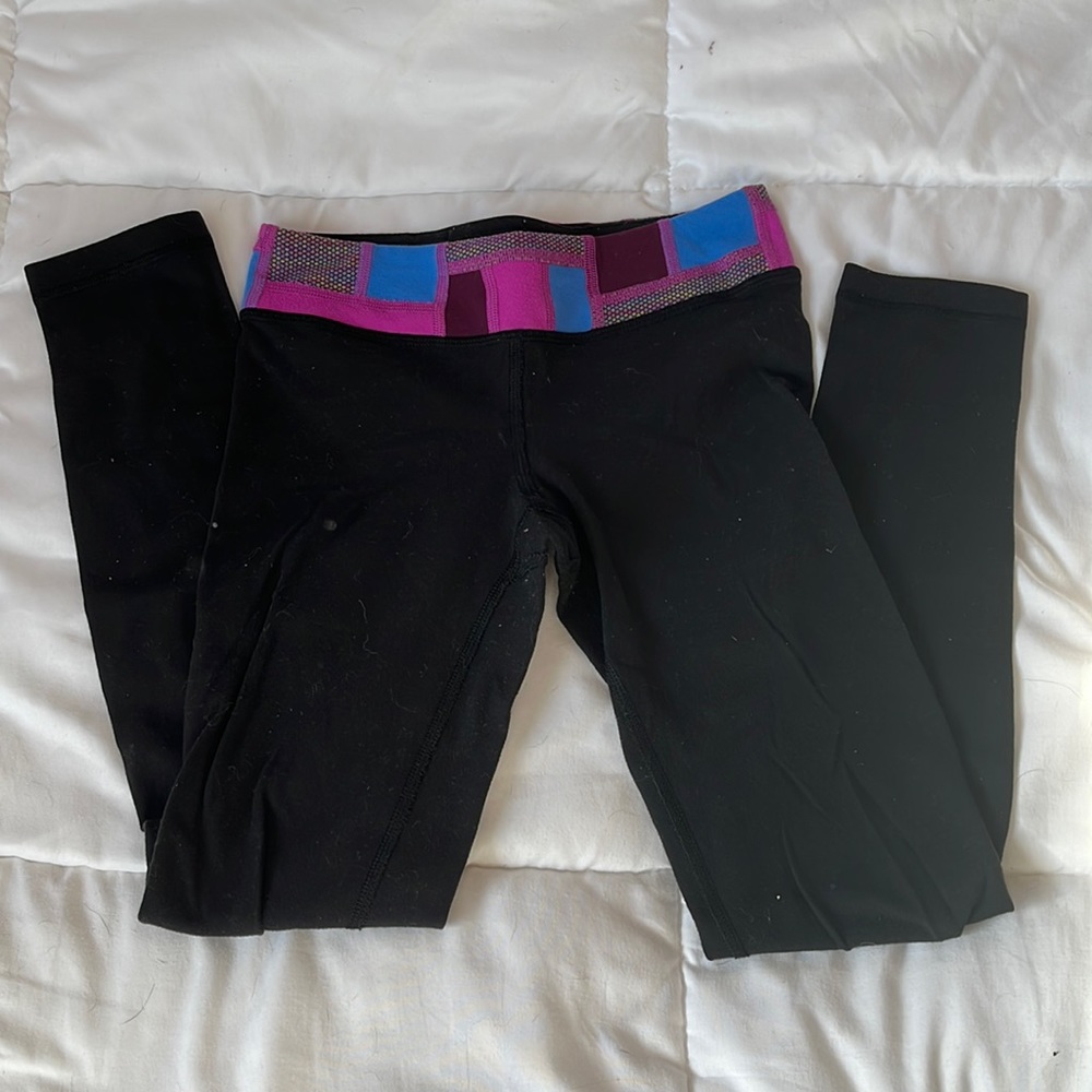 Ivivva black leggings with colorful waistband